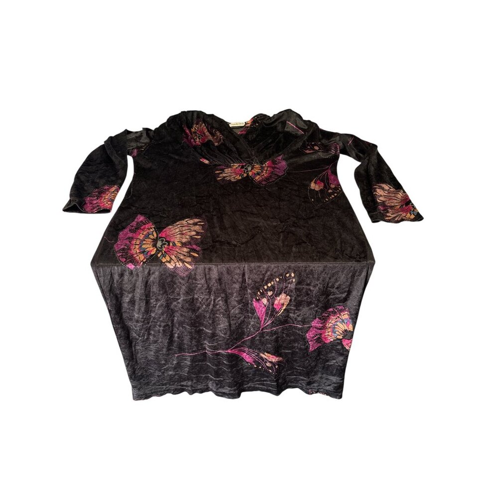 Diana Bentalls Vintage Velvet Butterfly Dress — Size 12 / M | Whimsy Goth, Y2K B - Picture 13 of 13
